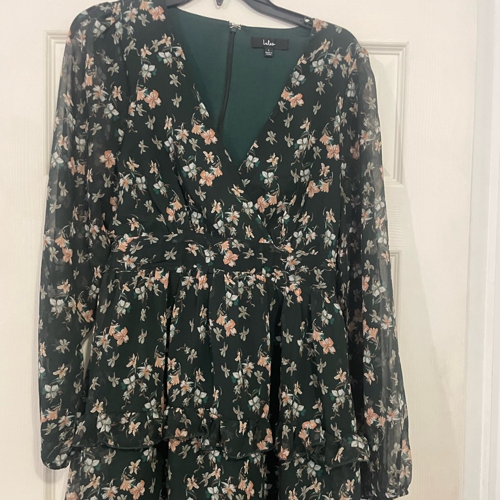 Lulu's Floral Green Midi Dress
